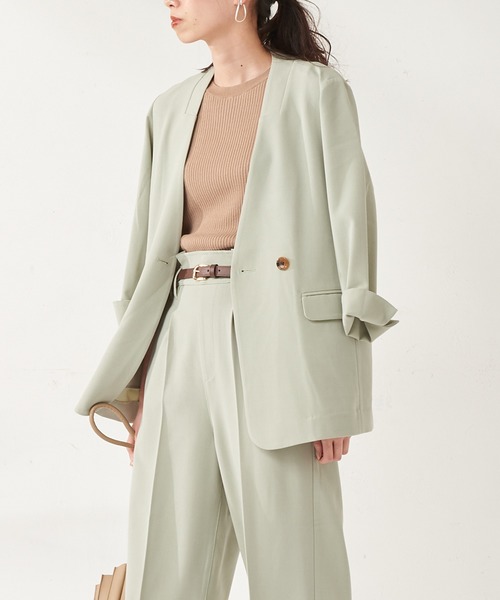 natural couture（ナチュラルクチュール）の「おしゃれノーカラージャケット（ノーカラージャケット・レディース・ベージュ/ミント/ラベンダー・FREE）」の17枚目の写真