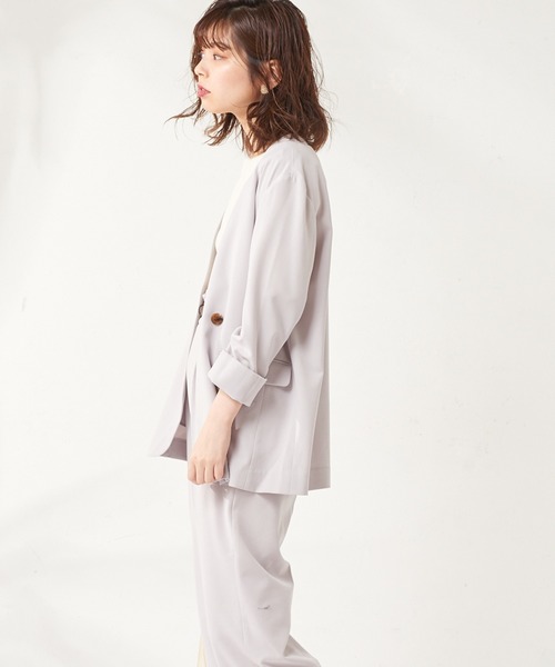 natural couture（ナチュラルクチュール）の「おしゃれノーカラージャケット（ノーカラージャケット・レディース・ベージュ/ミント/ラベンダー・FREE）」の19枚目の写真