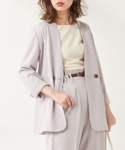 natural couture（ナチュラルクチュール）の「おしゃれノーカラージャケット（ノーカラージャケット・レディース・ベージュ/ミント/ラベンダー・FREE）」の20枚目の写真