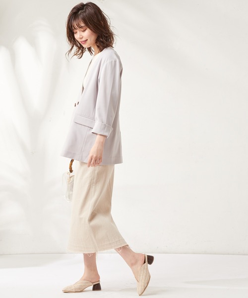 natural couture（ナチュラルクチュール）の「おしゃれノーカラージャケット（ノーカラージャケット・レディース・ベージュ/ミント/ラベンダー・FREE）」の21枚目の写真