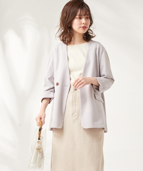 natural couture（ナチュラルクチュール）の「おしゃれノーカラージャケット（ノーカラージャケット・レディース・ベージュ/ミント/ラベンダー・FREE）」の22枚目の写真