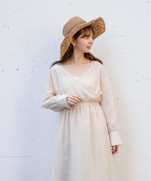 flower(フラワー)の「シアーカシュクールワンピース(ワンピース・レディース・ベージュ/ピンク・FREE)」の14枚目の写真