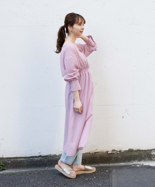 flower(フラワー)の「シアーカシュクールワンピース(ワンピース・レディース・ベージュ/ピンク・FREE)」の15枚目の写真