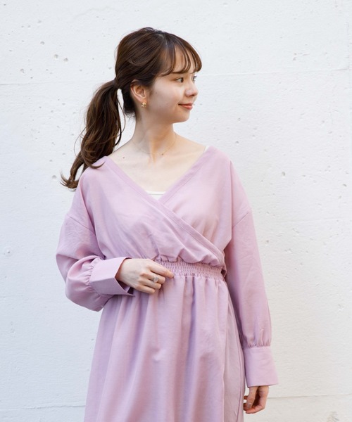 flower(フラワー)の「シアーカシュクールワンピース(ワンピース・レディース・ベージュ/ピンク・FREE)」の19枚目の写真