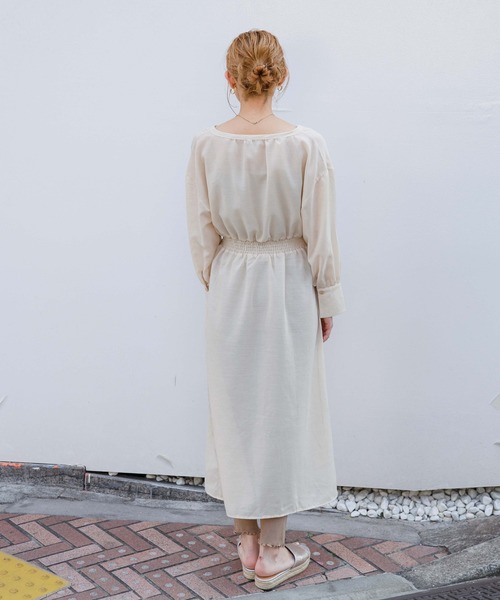 flower(フラワー)の「シアーカシュクールワンピース(ワンピース・レディース・ベージュ/ピンク・FREE)」の5枚目の写真