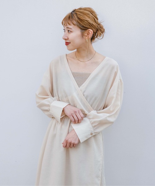 flower(フラワー)の「シアーカシュクールワンピース(ワンピース・レディース・ベージュ/ピンク・FREE)」の8枚目の写真