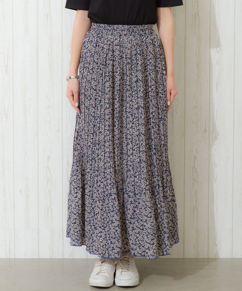 SpRay（スプレイ）の「花柄消しプリーツスカート（スカート・レディース・ブラック/ブルー・FREE）」の5枚目の写真