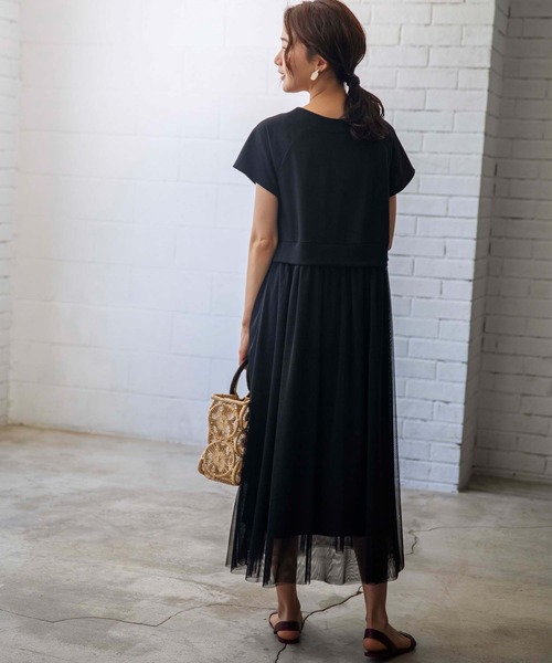 GeeRA（ジーラ）の「異素材切替チュールロングワンピース（ワンピース・レディース・ブラウン/ブラック・LARGE/MEDIUM）」の11枚目の写真