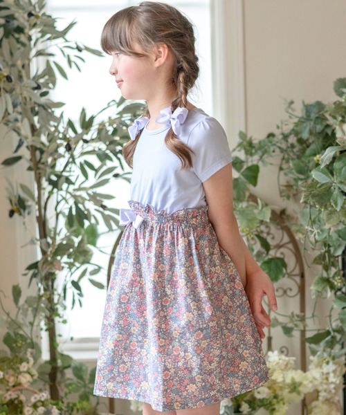 Catherine Cottage（キャサリンコテージ）の「半袖リボンドッキングワンピース（ワンピース・キッズ・ライラック/ミント/ブルー系その他/パープル系その他/ブルー/ネイビー/レッド/ブラック/ベージュ/ピンク/ライトグリーン/グレイッシュブルー/アクア/ベビーピンク/スモークピンク/ライム/イエロー/ライラック系・140/120/150/110/130/90/100）」の14枚目の写真