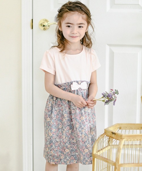 Catherine Cottage（キャサリンコテージ）の「半袖リボンドッキングワンピース（ワンピース・キッズ・ライラック/ミント/ブルー系その他/パープル系その他/ブルー/ネイビー/レッド/ブラック/ベージュ/ピンク/ライトグリーン/グレイッシュブルー/アクア/ベビーピンク/スモークピンク/ライム/イエロー/ライラック系・140/120/150/110/130/90/100）」の16枚目の写真