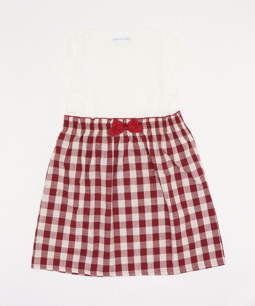 Catherine Cottage（キャサリンコテージ）の「半袖リボンドッキングワンピース（ワンピース・キッズ・ライラック/ミント/ブルー系その他/パープル系その他/ブルー/ネイビー/レッド/ブラック/ベージュ/ピンク/ライトグリーン/グレイッシュブルー/アクア/ベビーピンク/スモークピンク/ライム/イエロー/ライラック系・140/120/150/110/130/90/100）」の18枚目の写真