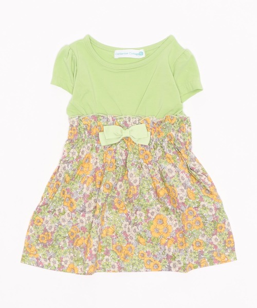 Catherine Cottage（キャサリンコテージ）の「半袖リボンドッキングワンピース（ワンピース・キッズ・ライラック/ミント/ブルー系その他/パープル系その他/ブルー/ネイビー/レッド/ブラック/ベージュ/ピンク/ライトグリーン/グレイッシュブルー/アクア/ベビーピンク/スモークピンク/ライム/イエロー/ライラック系・140/120/150/110/130/90/100）」の4枚目の写真