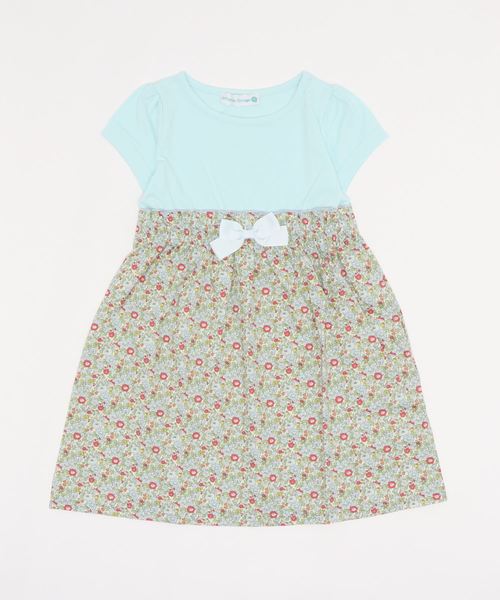 Catherine Cottage（キャサリンコテージ）の「半袖リボンドッキングワンピース（ワンピース・キッズ・ライラック/ミント/ブルー系その他/パープル系その他/ブルー/ネイビー/レッド/ブラック/ベージュ/ピンク/ライトグリーン/グレイッシュブルー/アクア/ベビーピンク/スモークピンク/ライム/イエロー/ライラック系・140/120/150/110/130/90/100）」の8枚目の写真