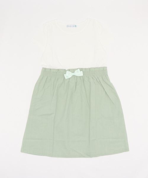 Catherine Cottage（キャサリンコテージ）の「半袖リボンドッキングワンピース（ワンピース・キッズ・ライラック/ミント/ブルー系その他/パープル系その他/ブルー/ネイビー/レッド/ブラック/ベージュ/ピンク/ライトグリーン/グレイッシュブルー/アクア/ベビーピンク/スモークピンク/ライム/イエロー/ライラック系・140/120/150/110/130/90/100）」の6枚目の写真
