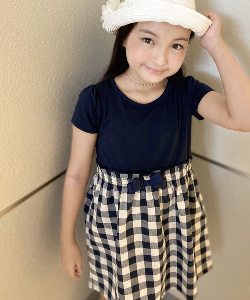 Catherine Cottage（キャサリンコテージ）の「半袖リボンドッキングワンピース（ワンピース・キッズ・ライラック/ミント/ブルー系その他/パープル系その他/ブルー/ネイビー/レッド/ブラック/ベージュ/ピンク/ライトグリーン/グレイッシュブルー/アクア/ベビーピンク/スモークピンク/ライム/イエロー/ライラック系・140/120/150/110/130/90/100）」の20枚目の写真