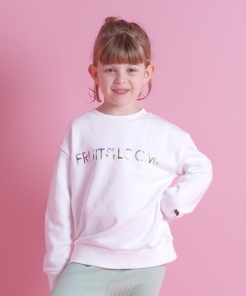 FRUIT OF THE LOOM（フルーツオブザルーム）の「キッズ ホイルプリントスウェットシャツ / 長袖 / スウェット / 前面 / ロゴ / プリント / ユニセックス（スウェット・キッズ・ブラック/グレー/ホワイト・90-100cm/110-120cm/130-140cm）」の6枚目の写真