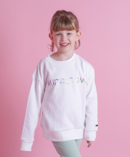 FRUIT OF THE LOOM（フルーツオブザルーム）の「キッズ ホイルプリントスウェットシャツ / 長袖 / スウェット / 前面 / ロゴ / プリント / ユニセックス（スウェット・キッズ・ブラック/グレー/ホワイト・90-100cm/110-120cm/130-140cm）」の7枚目の写真