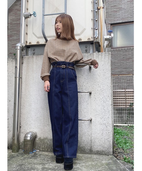 one way（ワンウェイ）の「チェックリブハイネック（Tシャツ/カットソー・レディース・ベージュ/ブラック/ライトブラウン/オレンジ/ブラック系その他/ブラウン系その他/レッド系その他/ダークブラウン・FREE）」の18枚目の写真