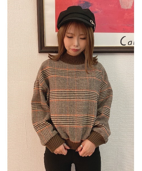 one way（ワンウェイ）の「チェックリブハイネック（Tシャツ/カットソー・レディース・ベージュ/ブラック/ライトブラウン/オレンジ/ブラック系その他/ブラウン系その他/レッド系その他/ダークブラウン・FREE）」の21枚目の写真