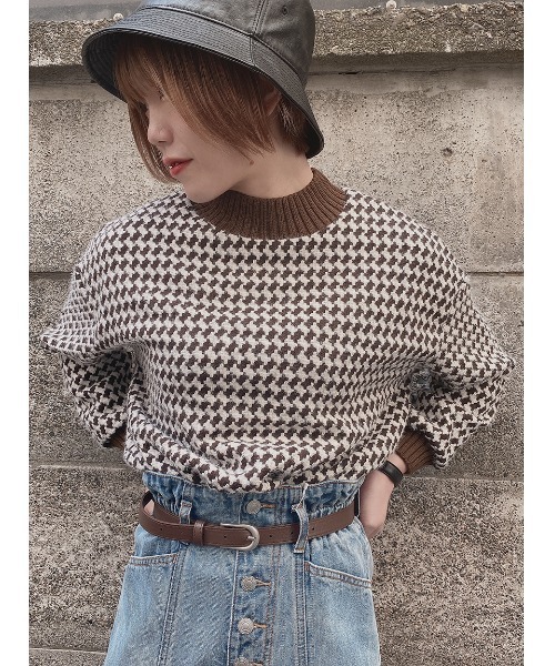 one way（ワンウェイ）の「チェックリブハイネック（Tシャツ/カットソー・レディース・ベージュ/ブラック/ライトブラウン/オレンジ/ブラック系その他/ブラウン系その他/レッド系その他/ダークブラウン・FREE）」の14枚目の写真