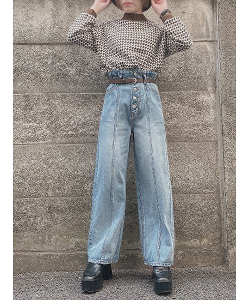 one way（ワンウェイ）の「チェックリブハイネック（Tシャツ/カットソー・レディース・ベージュ/ブラック/ライトブラウン/オレンジ/ブラック系その他/ブラウン系その他/レッド系その他/ダークブラウン・FREE）」の12枚目の写真