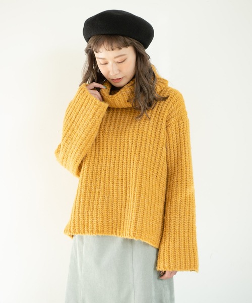 MERLOT（メルロー）の「ざっくり編みタートルネックニット（ニット/セーター・レディース・ライトグレー/ピンク/マスタード/ナチュラル・FREE）」の3枚目の写真