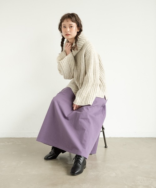 MERLOT（メルロー）の「ざっくり編みタートルネックニット（ニット/セーター・レディース・ライトグレー/ピンク/マスタード/ナチュラル・FREE）」の20枚目の写真