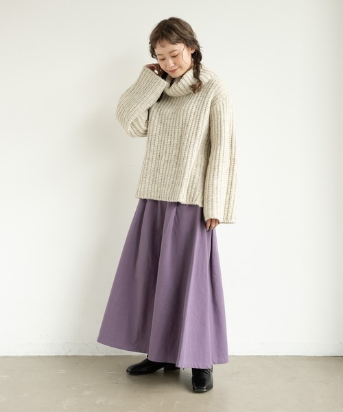 MERLOT（メルロー）の「ざっくり編みタートルネックニット（ニット/セーター・レディース・ライトグレー/ピンク/マスタード/ナチュラル・FREE）」の8枚目の写真