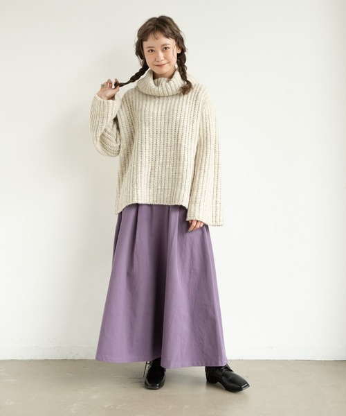 MERLOT（メルロー）の「ざっくり編みタートルネックニット（ニット/セーター・レディース・ライトグレー/ピンク/マスタード/ナチュラル・FREE）」の9枚目の写真