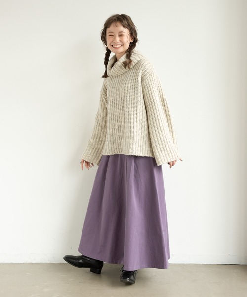 MERLOT（メルロー）の「ざっくり編みタートルネックニット（ニット/セーター・レディース・ライトグレー/ピンク/マスタード/ナチュラル・FREE）」の11枚目の写真