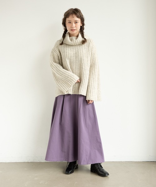 MERLOT（メルロー）の「ざっくり編みタートルネックニット（ニット/セーター・レディース・ライトグレー/ピンク/マスタード/ナチュラル・FREE）」の12枚目の写真