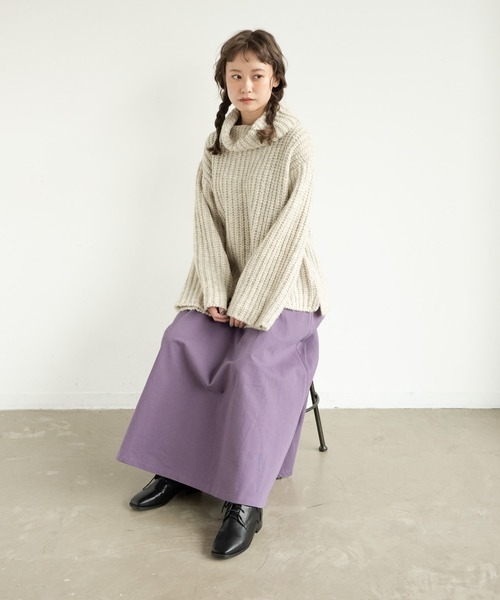 MERLOT（メルロー）の「ざっくり編みタートルネックニット（ニット/セーター・レディース・ライトグレー/ピンク/マスタード/ナチュラル・FREE）」の17枚目の写真