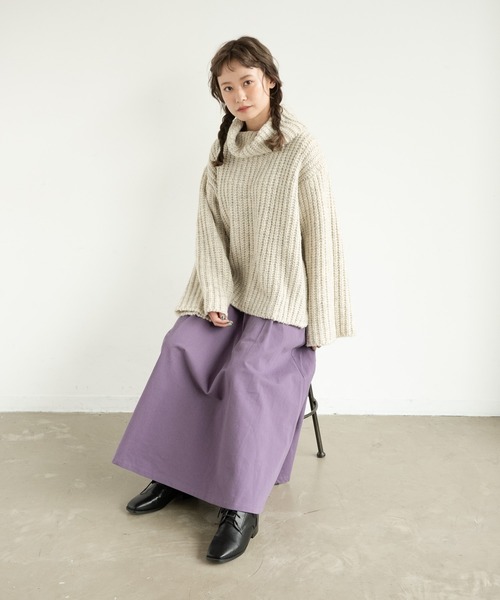 MERLOT（メルロー）の「ざっくり編みタートルネックニット（ニット/セーター・レディース・ライトグレー/ピンク/マスタード/ナチュラル・FREE）」の18枚目の写真