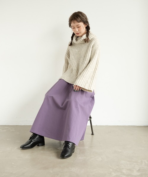 MERLOT（メルロー）の「ざっくり編みタートルネックニット（ニット/セーター・レディース・ライトグレー/ピンク/マスタード/ナチュラル・FREE）」の19枚目の写真