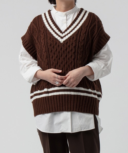 neu-tre（ヌートル）の「【WEARISTA Kumika】チルデンニットベスト（ベスト・レディース・ホワイト系その他/ブラウン系その他・FREE）」の12枚目の写真