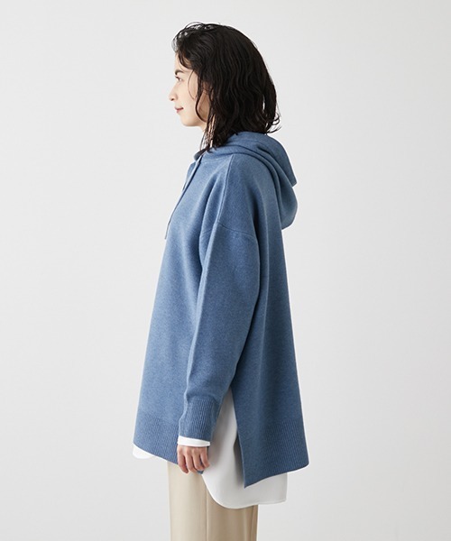 AZUL by moussy（アズールバイマウジー）の「SIDE SLIT KNIT HOODIE /サイドスリットニットフーディ（パーカー・レディース・ライトベージュ/ブラック/ブルー・SMALL/MEDIUM）」の16枚目の写真