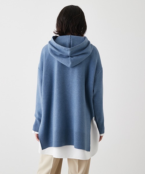 AZUL by moussy（アズールバイマウジー）の「SIDE SLIT KNIT HOODIE /サイドスリットニットフーディ（パーカー・レディース・ライトベージュ/ブラック/ブルー・SMALL/MEDIUM）」の9枚目の写真