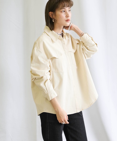 select MOCA（セレクトモカ）の「2021 SS ポケットデザインツイルオーバーシャツ（シャツ/ブラウス・レディース・ブルー/ラベンダー/アイボリー・FREE）」の11枚目の写真