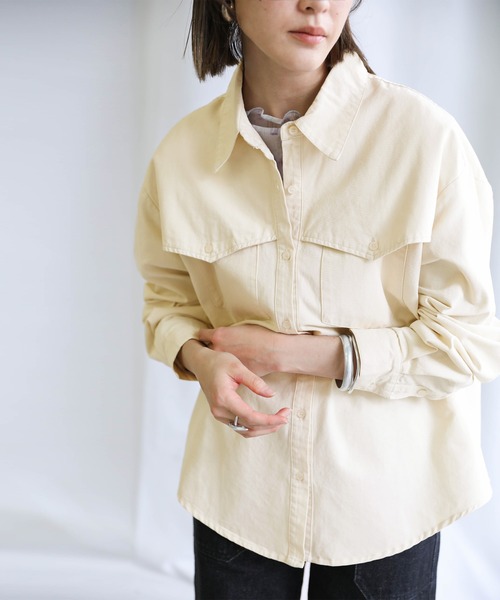 select MOCA（セレクトモカ）の「2021 SS ポケットデザインツイルオーバーシャツ（シャツ/ブラウス・レディース・ブルー/ラベンダー/アイボリー・FREE）」の10枚目の写真