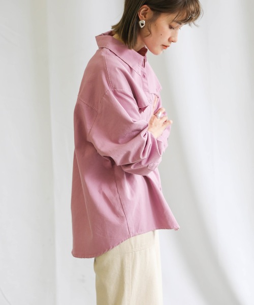 select MOCA（セレクトモカ）の「2021 SS ポケットデザインツイルオーバーシャツ（シャツ/ブラウス・レディース・ブルー/ラベンダー/アイボリー・FREE）」の7枚目の写真
