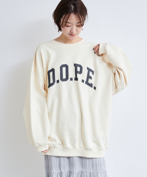 DouDou（ドゥドゥ）の「DOPE ロゴスウェット（スウェット・レディース・オフホワイト/ライトグレー/カーキ・FREE）」の8枚目の写真