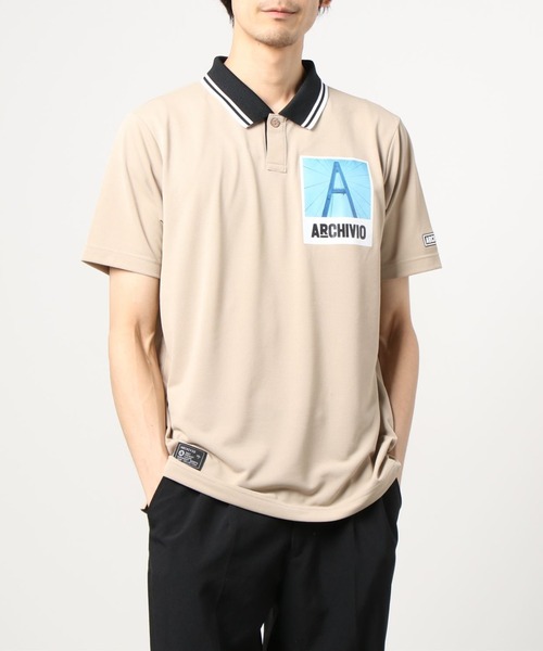 美品✨ARCHIVIO アルチビオ　半袖　ポロシャツ　メンズ 美品✨archivio ゴルフウェア ポロシャツ 半袖 星柄 ロゴ 48