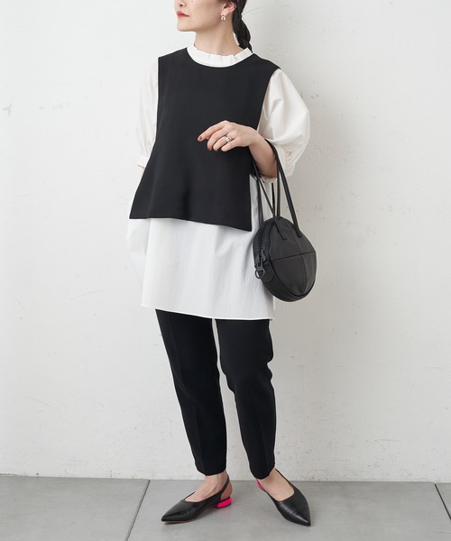 Kawa-Kawa（カワカワ）の「【kawa-kawaカワカワ】(15bis)mini006 丸ビストート（トートバッグ・レディース・ブラック/グレイッシュベージュ・FREE）」の11枚目の写真