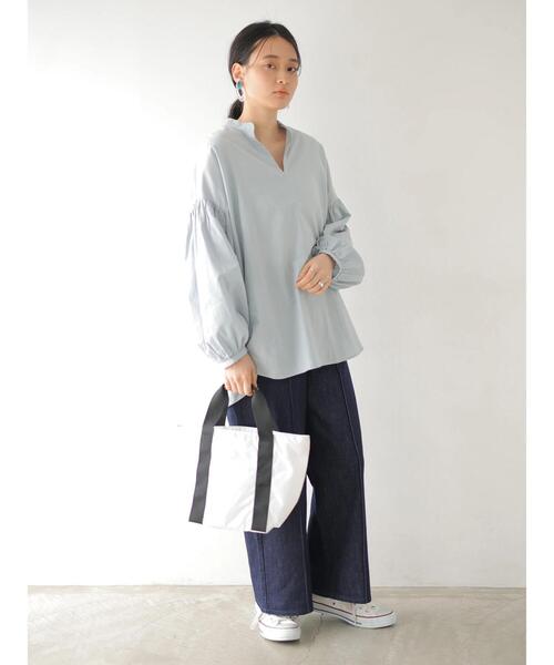 AMERICAN HOLIC（アメリカンホリック）の「袖ギャザースキッパーシャツ（シャツ/ブラウス・レディース・ブラック/オフホワイト/カーキ/アイボリー/サックスブルー/ピンク・FREE）」の22枚目の写真