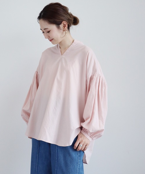 AMERICAN HOLIC（アメリカンホリック）の「袖ギャザースキッパーシャツ（シャツ/ブラウス・レディース・ブラック/オフホワイト/カーキ/アイボリー/サックスブルー/ピンク・FREE）」の6枚目の写真