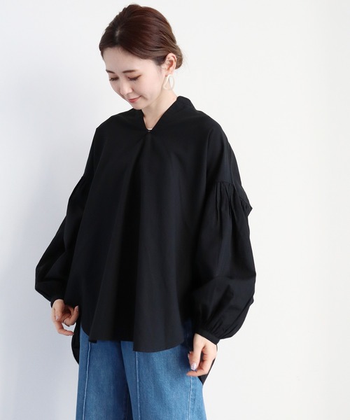 AMERICAN HOLIC（アメリカンホリック）の「袖ギャザースキッパーシャツ（シャツ/ブラウス・レディース・ブラック/オフホワイト/カーキ/アイボリー/サックスブルー/ピンク・FREE）」の4枚目の写真