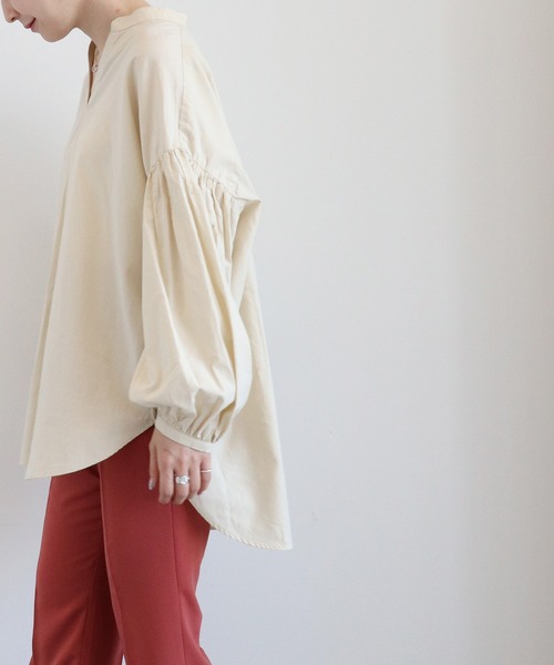 AMERICAN HOLIC（アメリカンホリック）の「袖ギャザースキッパーシャツ（シャツ/ブラウス・レディース・ブラック/オフホワイト/カーキ/アイボリー/サックスブルー/ピンク・FREE）」の8枚目の写真