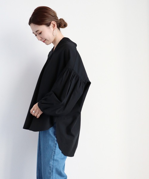 AMERICAN HOLIC（アメリカンホリック）の「袖ギャザースキッパーシャツ（シャツ/ブラウス・レディース・ブラック/オフホワイト/カーキ/アイボリー/サックスブルー/ピンク・FREE）」の9枚目の写真