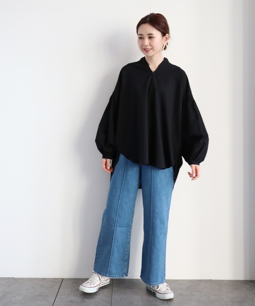 AMERICAN HOLIC（アメリカンホリック）の「袖ギャザースキッパーシャツ（シャツ/ブラウス・レディース・ブラック/オフホワイト/カーキ/アイボリー/サックスブルー/ピンク・FREE）」の16枚目の写真