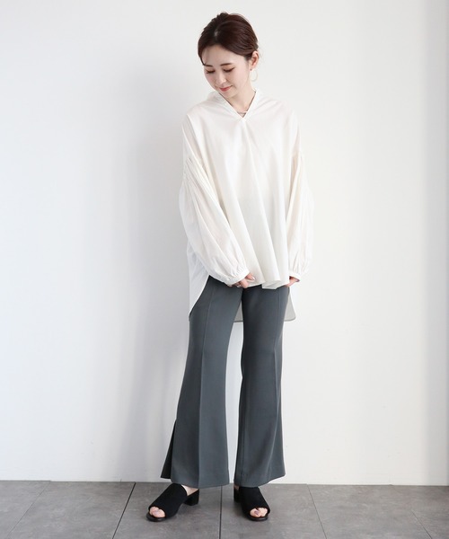 AMERICAN HOLIC（アメリカンホリック）の「袖ギャザースキッパーシャツ（シャツ/ブラウス・レディース・ブラック/オフホワイト/カーキ/アイボリー/サックスブルー/ピンク・FREE）」の13枚目の写真